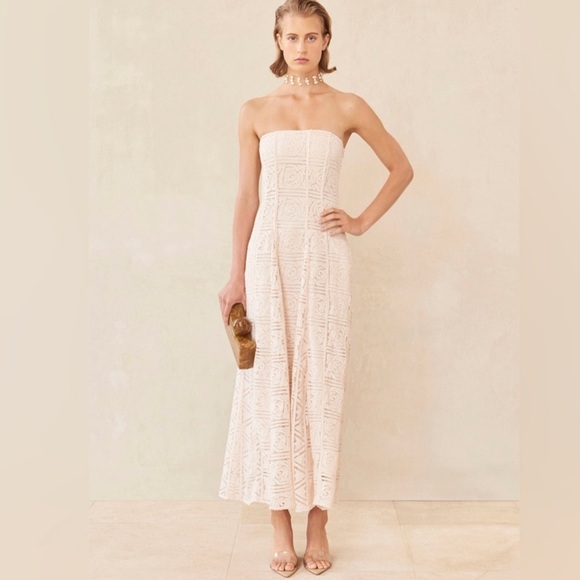 Cult Gaia Solia Floral Lace Maxi Dress In Gardenia - Picture 1 of 12